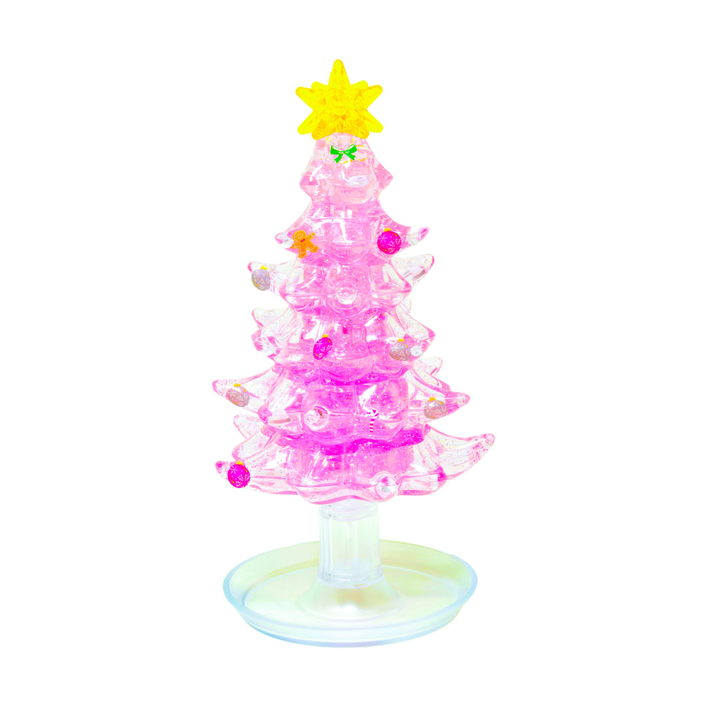 areyougamemart.com 3D Crystal Puzzle - Deluxe Christmas Tree with Stickers (Pink Glitter): 69 Pcs